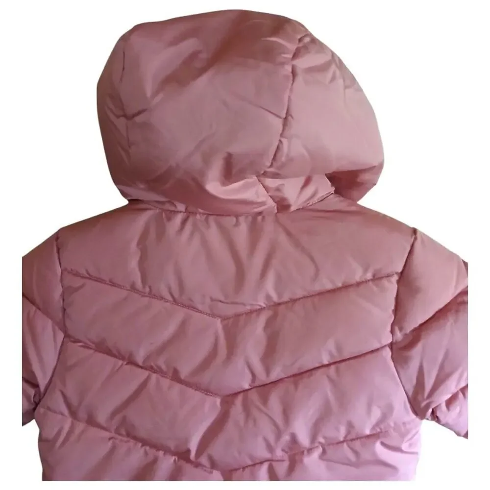 Girl SwissTech Pink Hooded Long Sleeve Puffer Jacket Size 12 Months